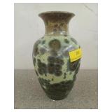 Beautiful 11 inch green pottery vase by Wong?