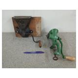 Nice green meat grinder, and a Parker wall