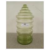 Light green glass cookie jar? With lid, vaguely