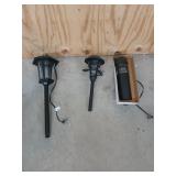 Assorted electric Garden walkway lights, two are