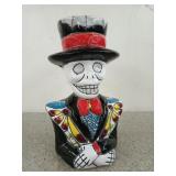 10 inch dia de los muertos garden statue with