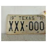 Texas 1971 license plate, XXX000