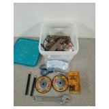 Catch-all tub filled with screws, nails, various