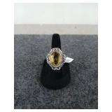 Lemon quartz, German silver (nickel silver)