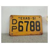 Texas 51 DP 6788 license plate, 7 x 10.5 in