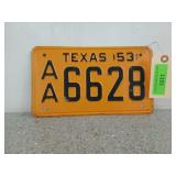 Texas 53 license plate, AA 6628