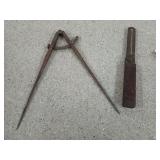 Sliding T bevel square and a number 12 Pexto