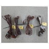 4 Brown extension cords, 6 to 15 ft