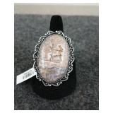 Size 7, 2 in stone ring, German silver