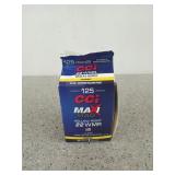 Open carton, mostly full, of .22 WMR hollow