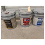 Three full? 5 gallon buckets of assorted paint /