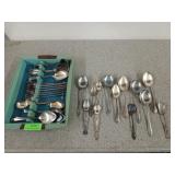 30 assorted spoons, most are silver plate, some