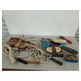 Horse tack and brushes, etc
