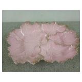 Pink Leaf platter with gold accents by