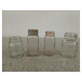 Four small old bottles, 2.5 to 3.5 in, one is