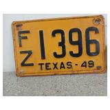 Texas 49 license plate, FZ 1396