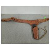 35 in leather gun holster and ammo belt, made in