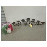 Metal candle holder, 7x31 in, holds seven
