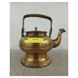 Brass tea kettle, 10x8-in