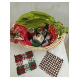 Christmas Grinch gift basket with salsas, jams,