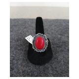 Size 6.5 red coral? German silver ring