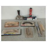 Assorted floats, trowels, taping knives etc