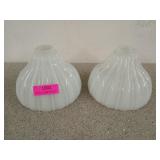 Two, white, glass, light fixture globes, 6x8-in