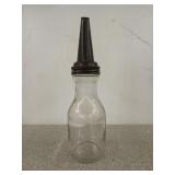 One liquid quart oil glass with spout, 13 in