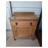 Antique oak wash stand cabinet, 31x17x28 inches