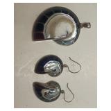 Mother of pearl pendant and matching earrings 925