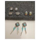 Four pair of sterling silver earrings