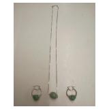 Sterling and Jade Necklace and matching earrings