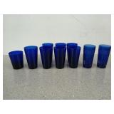 Collection of cobalt blue glasses in three
