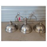 Silver three light ceiling fixture, 16x37