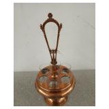 16x9-in copper colored liquor glass carousel,