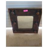 Wooden mirror with chicken motif, 22x22 in