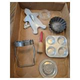 Vintage cookie cutters and kitchen utensils