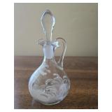 6' Glass crewet with matching stopper and seen