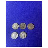 (5) Mercury Head dimes 41,44,44,40,45
