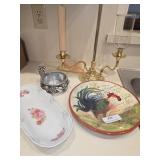 Chicken plate, wine bottle holder, bread tray,