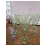 4 6' Green depression stemware Plus three with