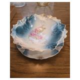 10' Porcelain hand-painted bowl and tray set .