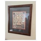 Framed birdhouse print 23x14