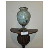 12'x16' Mahogany wall shelf w/10' metal vase