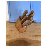 Eight piece knife set w/ Wooden holder