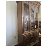 Oak lighted China cabinet 78 x 38 x 14