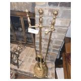 4 Pc Brass fireplace tool set 27'