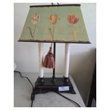 Vintage double bulb lamp wood base