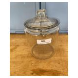 Clear glass cookie jar w/ lid 10-in X7 in round