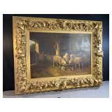 Robert Niel 19th/20thC Barnyard Scene Oil Painting